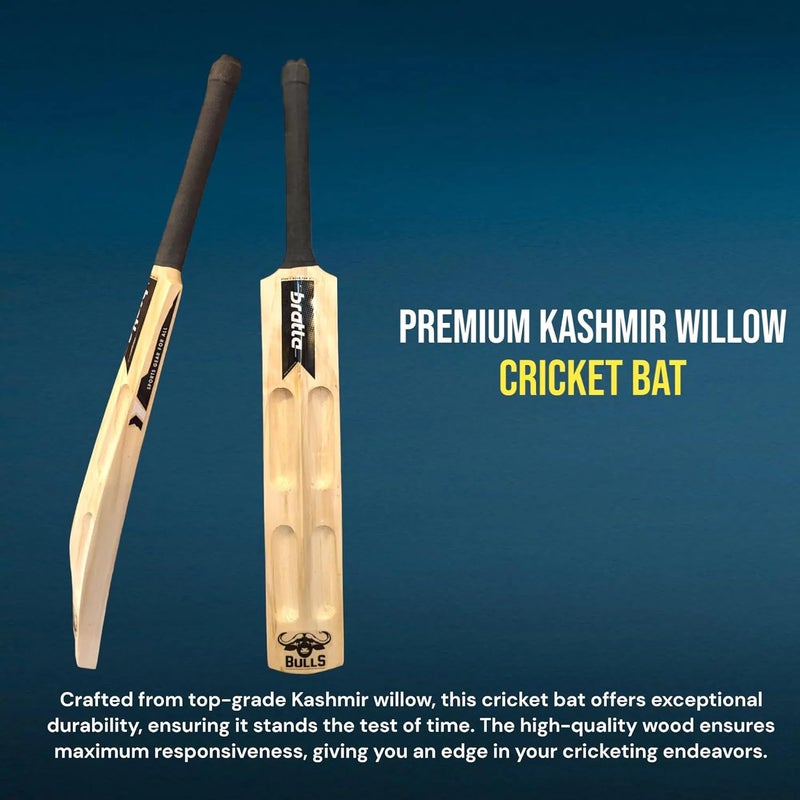Bratla Bulls Kashmir Willow Cricket Bat for Hard Tennis Ball Scoop Design Bat - Adult Size, Lightweight Wooden Soft Tapeball Cricket Bat - Image 4